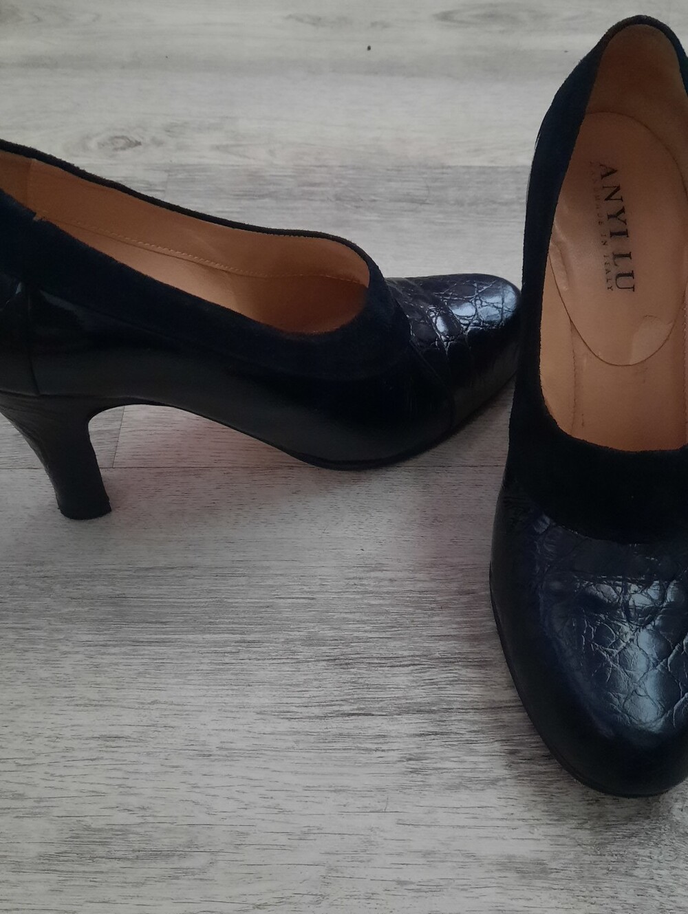 Anyi Lu Black Leather Heels